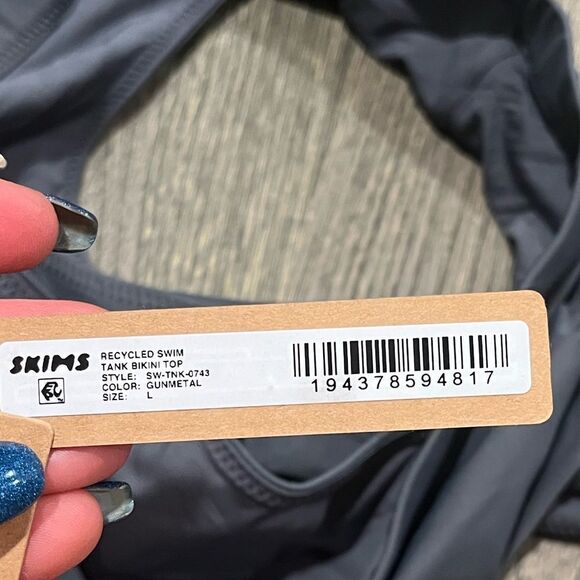 NWT Skims Swimwear Signature Swim Tank Bikini Top Scoop Neck Gunmetal Size Large - Picture 3 of 4